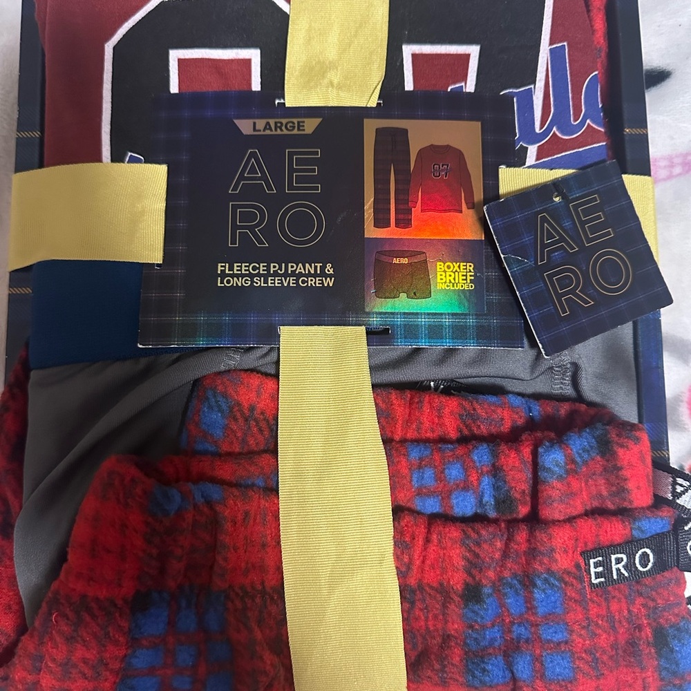 American Eagle Outfitters Red and Black Fleece PJ Set size large for men’s